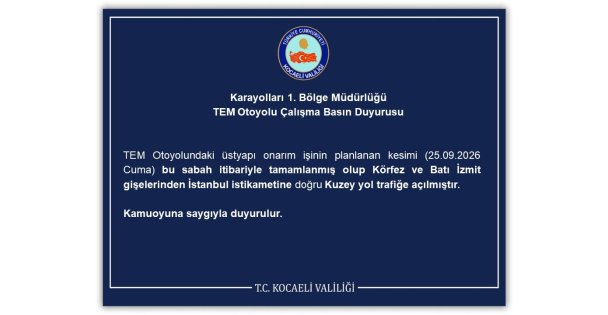 TEM Otoyolu'nda onarım tamamlandı: İstanbul istikameti trafiğe açıldı
