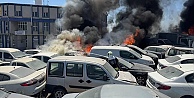 Yediemin otoparkında 10 araç alevlere teslim oldu