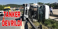 Anadolu Otoyolunda tanker devrildi