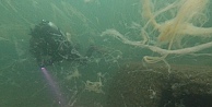 İzmit Körfezi'nde dibe çöken 'deniz salyası' su altında görüntülendi