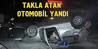 Takla atan otomobil yandı: 1 ağır yaralı