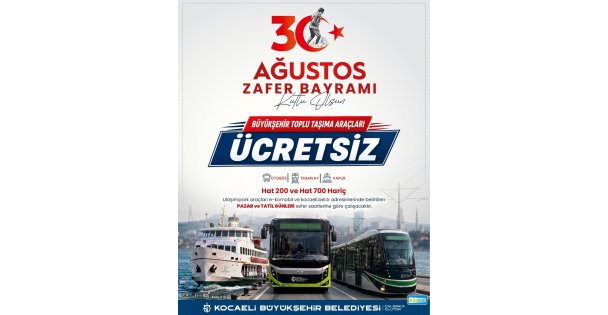 Zafer Bayramı'nda Kocaeli'de ulaşım ücretsiz